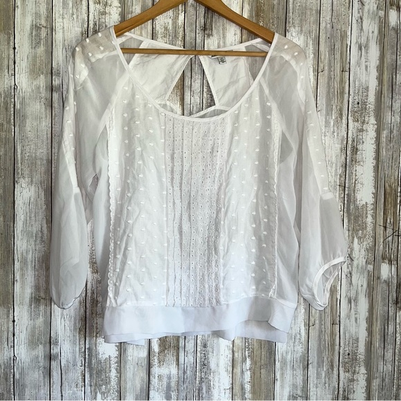 American Eagle Outfitters Tops - American Eagle White Sheer Ikat Blouse